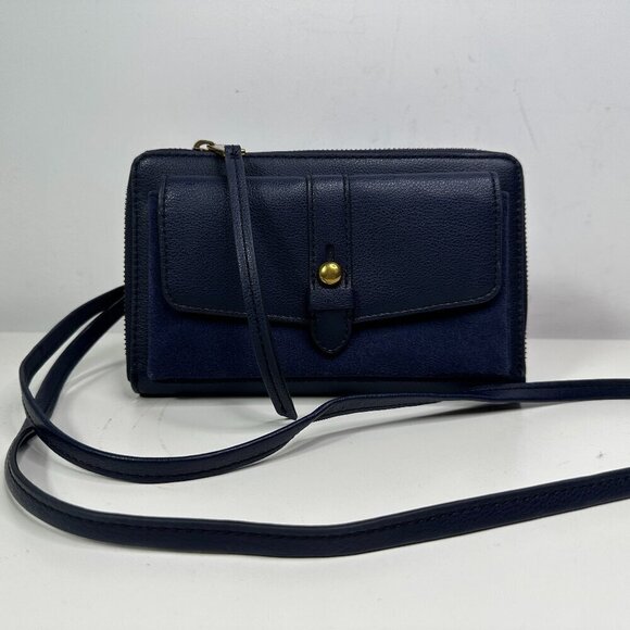 NWT Fossil Faye Cross Body String Wallet Insignia Blue - Picture 1 of 12